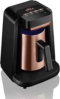 Arzum Okka Automatic Turkish Coffee and Hot Beverage Maker, Velvetiser, 120V,5 cup, Black/Copper (OK0012-RUL)