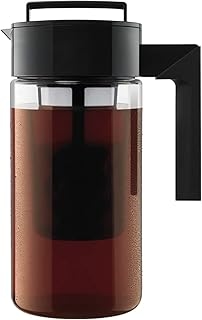 Takeya Patented Deluxe Cold Brew Coffee Maker with Black Lid Airtight Pitcher, 1 Quart, Black