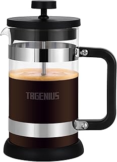 French Press Coffee Maker 21 oz, Cold Brew Heat Resistant Thickened Borosilicate Coffee Pot, Coffee Presses 600 ml, Tea and Frothed Milk Press (Black，21Ounce)