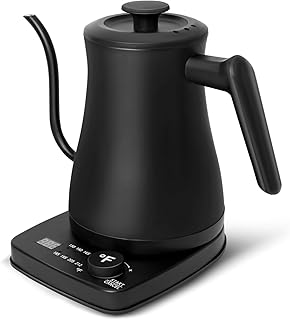 Electric Gooseneck Kettle Temperature Control 1L 8 Variable Presets Pour over Coffee Kettle, 1500W Rapid Heating, Stainless Steel Inner, Auto Shutoff Anti-dry Protection Matte Black