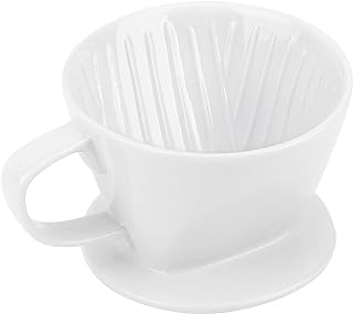 Segarty #2 Pour Over Coffee Maker, Single Cup White Ceramic Coffee Dripper, 1 Set Size No.2 Reusable Filter Cone Drip Holder Slow Brewer with 3 Holes Flat Bottom for Travel, Camping, Office, Home