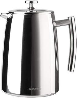 Secura French Press Coffee Maker, 50-Ounce, 18/10 Stainless Steel Insulated Coffee Press with Extra Screen