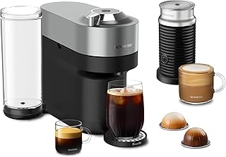 Nespresso Vertuo POP+ Deluxe Coffee and Espresso Machine by Breville with Milk Frother, Titan Medium