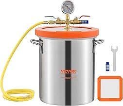 VEVOR 5 Gallon Vacuum Chamber, Upgraded Tempered Glass Lid Vacuum Degassing Chamber, 304 Stainless Steel Chamber, for Stabilizing Wood, Resin Degassing, Silicone Degassing and Plaster Degassing