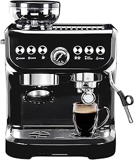 Espresso Machine 20 Bar, Coffee Maker With Milk Frother Steam Wand, Built-In Bean Grinder, Combo Cappuccino Machine with 70oz Removable Water Tank (ABS high-strength plastic shell)