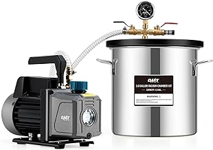 Orion Motor Tech 3 Gal Vacuum Chamber with Pump Kit, 3.5 cfm Vacuum Pump and Chamber Kit with Tempered Glass Lid 5 ft Hose, Vacuum Degassing Chamber Kit for Stabilizing Wood Degassing Silicone Resin