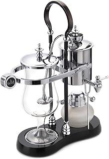 Belgian/Belgium Luxury Royal Family Balance Syphon Coffee Maker/Siphon Coffee Brewer (Silver - Black Column with Round Handle)