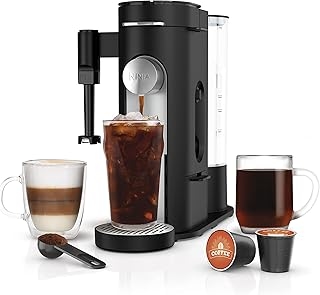 Ninja PB051 Pod & Grounds Specialty Single-Serve Coffee Maker, K-Cup Pod Compatible, Brews Grounds, Compact Design, Built-In Milk Frother, 56-oz. Reservoir, 6-oz. Cup to 24-oz. Mug Sizes, Black