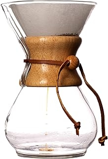 Pour Over Coffee Maker, Quickly Brew Coffee and Teas, Dishwasher Safe, 8 Cup Glass