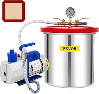 VEVOR Vacuum Chamber with Pump, 5 Gallon Chamber, 7CFM 3/4 HP Dual Stage Rotary Vane Vacuum Pump, 110V HVAC Air Tool Set for Stabilizing Wood, Degassing Silicones, Epoxies and Essential Oils