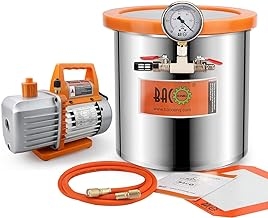 BACOENG 3 Gallon 4.5 CFM Tempered Glass Lid Vacuum Chamber with Pump, Degassing Chamber Kit for Stabilizing Wood, Degassing Silicones, Epoxies and Essential Oils