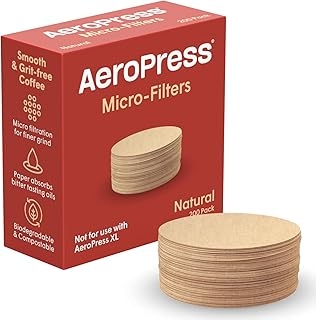 Natural Paper Microfilters, AeroPress Coffee Filters, Unbleached Round Paper Filters for Coffee Makers, Must-Have Coffee Accessories, Standard, 1 Pack, 200 Count