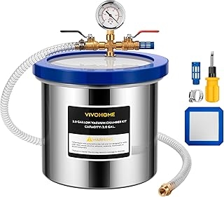 VIVOHOME 2 Gallon Vacuum Degassing Chamber with Acrylic Lid, 304 Stainless Steel Vacuum Pot for Epoxy Resin Casting, Silicone and Plaster Degassing