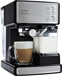 Mr. Coffee Espresso and Cappuccino Machine, Programmable Coffee Maker with Automatic Milk Frother and 15-Bar Pump, Stainless Steel