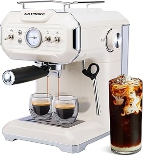 Retro Espresso Machine with Milk Frother,360° Adjustable Steam Wand for Cappuccino & Latte with 59oz Removable Water Tank, Easy to Use Espresso Coffee Maker for Home Barista, Vintage White