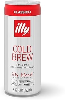 Illy Ready To Drink Coffee - Cold Brew Cans - 100% Arabica Coffee - Smooth & Refreshing Taste - Convenient, Easy to Carry Coffee Drink – 8.5 oz., 12 Pack