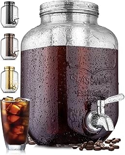 Zulay Kitchen 1 Gallon Cold Brew Coffee Maker with EXTRA-THICK Glass Carafe & Stainless Steel Mesh Filter - Premium Iced Coffee Maker, Cold Brew Pitcher & Tea Infuser (Silver)