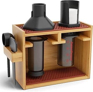 hexnub-bamboo-organizer-for-aeropress-coffee-caddy-station-holds-aeropress-coffee-maker-accessories-filters-cups-stand-includes-dripper-mats-brown