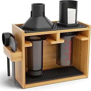 hexnub-bamboo-organizer-for-aeropress-coffee-caddy-station-holds-aeropress-coffee-maker-accessories-filters-cups-stand-includes-dripper-mats-black